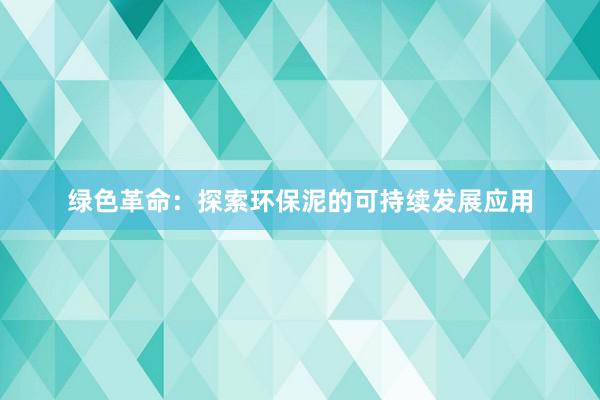 绿色革命：探索环保泥的可持续发展应用